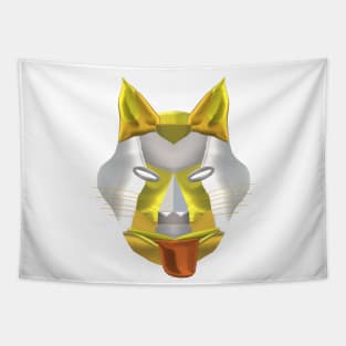 Futuristic Fantasy Wolf Fox Coyote Dog Canine Hybrid Mask (White Background) Tapestry