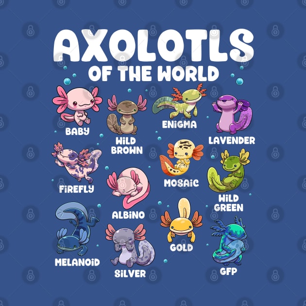 Axolotls of the World by GoshWow 