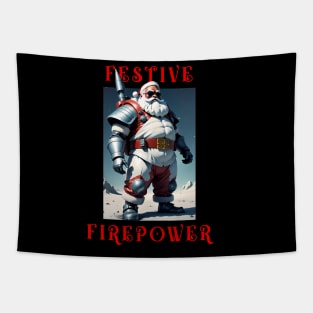 Cool Armed Santa. Festive Firepower Tapestry