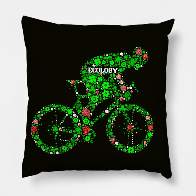 ECOLOGICAL CYCLIST SAVE THE PLANET Pillow by vintagejoa