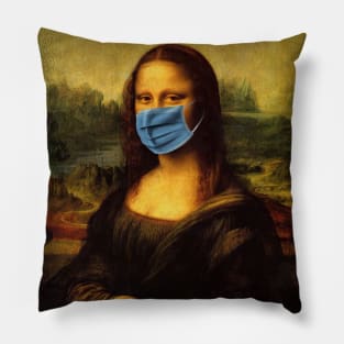 Mona Lisa with a Mask Pillow