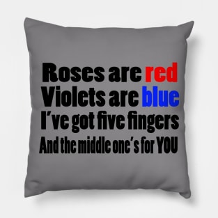 Roses are Red Violets are blue I've got five fingers and the middles one's for you Pillow