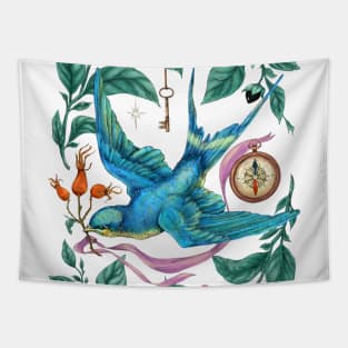 Flying swallow and Nightshade. Tapestry