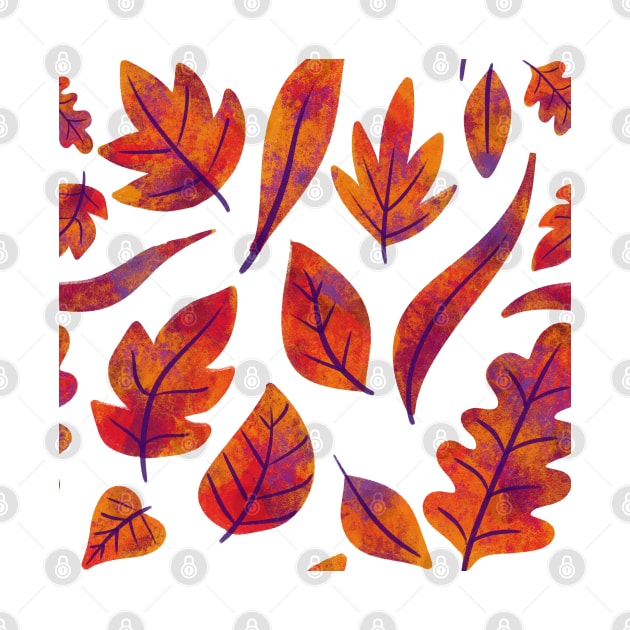 Hand Drawn Fall Leaves Cozy Autumn by Madevelu