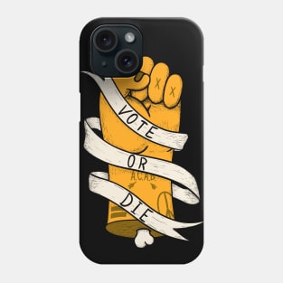 Vote or Die, Voting America 2020. Yellow Fist Phone Case