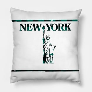 New York Buffalo Plaid Vintage License Plate design Pillow