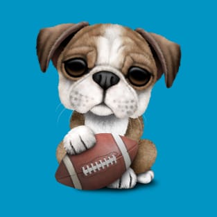 British Bulldog Puppy Playing With Football T-Shirt