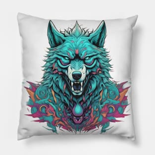 Warrior powerful wolf digital art Pillow