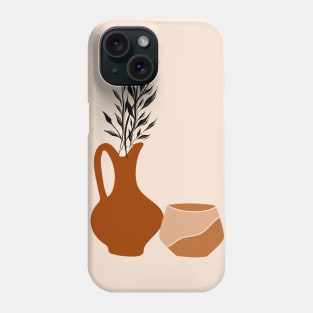 Brown Potteries And Leaves Phone Case