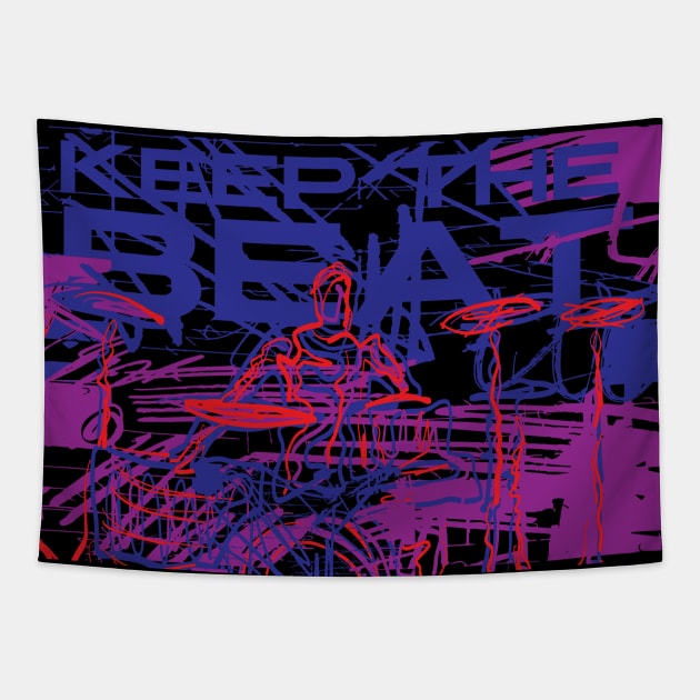 Keep the Beat-Drummer in Action Tapestry by jazzworldquest