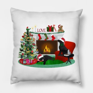 Night Before Christmas- Preppy Black Labs Pillow