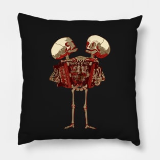 Siamese Twins Skeleton Playing The Accordion Pillow