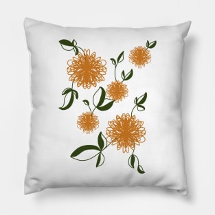 Cozy Vintage Autumn Leaves Thistle Flower Pattern Pillow