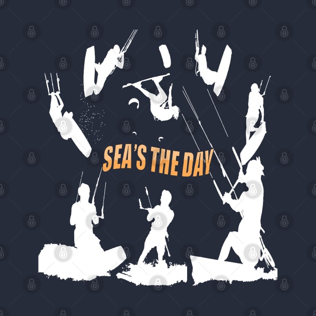 Kitesurfer Pattern White Silhouette Seas The Day Fun Pun 3 by taiche