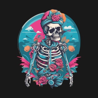 colorful preppy skeleton style T-Shirt