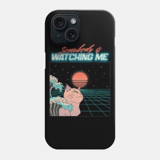 somebody is watching me retro 80s cat Phone Case