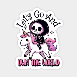 Let's Go& Own The World Cute Grim Reaper Magnet