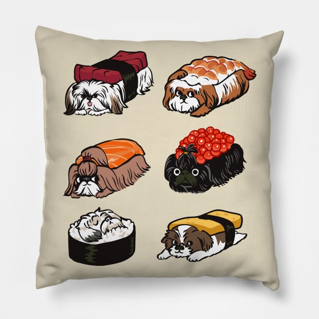 Sushi Shih Tzu Pillow by huebucket