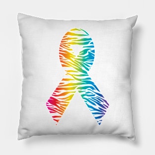 Awareness Ribbon - Rainbow Stripe Pillow