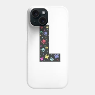 L letter with colorful paw print Phone Case