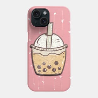 Drink milkshake tea with hearts in pink and pink Phone Case