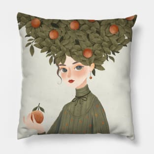 Girl with oranges Pillow