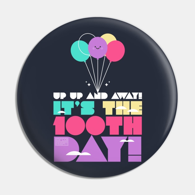 Cute Colorful Up and Away Balloon 100 Days of School Pin by porcodiseno