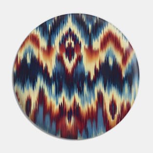 Blue, beige and brown Ikat Pattern Pin