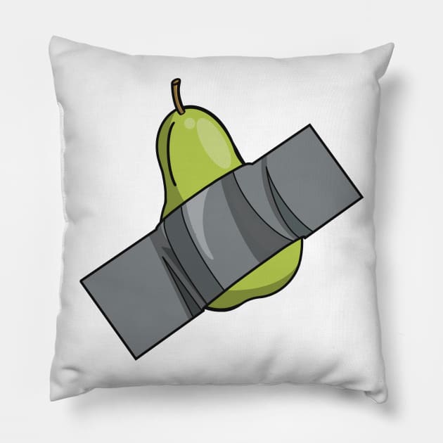 A green pear stuck on with some duct tape Pillow by Fruit Tee