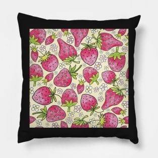 summer strawberries on yellow Pillow