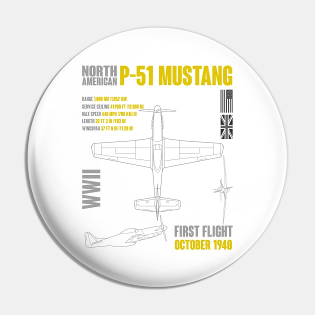 North American P-51 Mustang Pin by Mandra