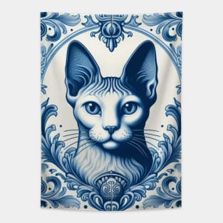 Delft Tile With Sphinx Cat No.6 Tapestry