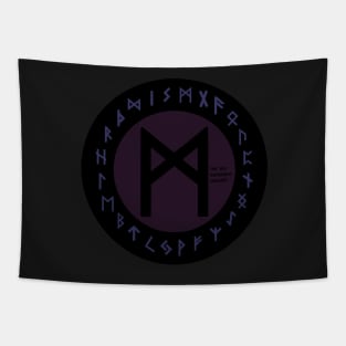 Purple Mannaz Elder Futhark Rune | Viking | Pagan Symbol Tapestry