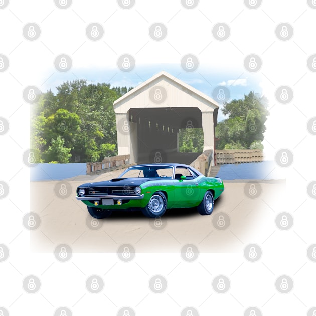 1970  AAR Cuda in our covered bridge series by Permages LLC