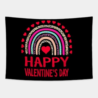 Happy Valentines Day Leopard Rainbow for Girls Kids Womens Tapestry