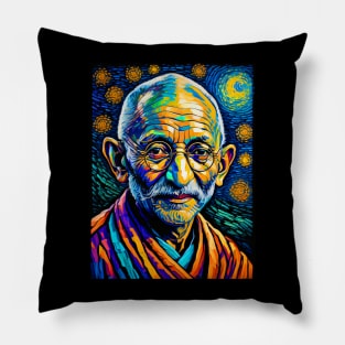 Mahatma gandhi in starry night Pillow