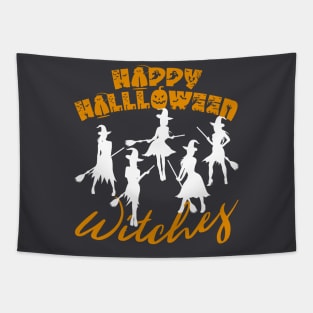 Happy Halloween Witches Tapestry