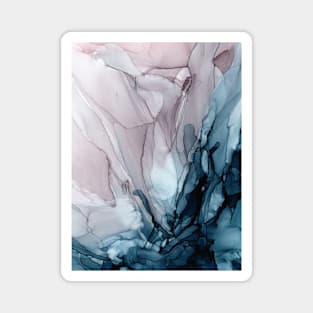 Blue Seas Mauve Sand Abstract Flow Painting 3 Magnet