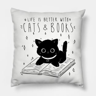 Purrfect Pair: Cats and Books for a Better Life! Pillow