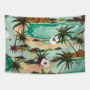 Vintage Tropical Hawaii Island Pattern Tapestry