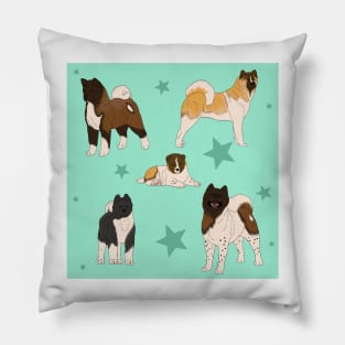 Akita American Pattern Seafoam Pillow