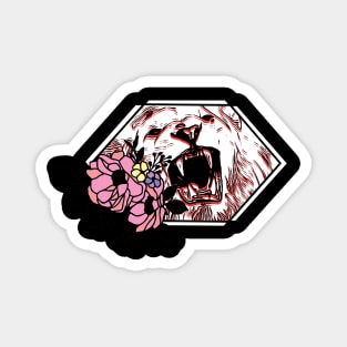 Geometric Lion Floral Rage Magnet