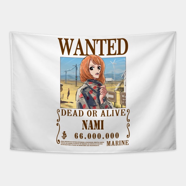 Nami One Piece Fashion Wanted Tapestry by Teedream