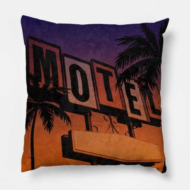 Vintage Motel Sign Sunset Pillow by shanestillz