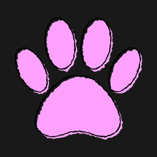 Cute Cartoon Puppy Paw Print In Pink T-Shirt