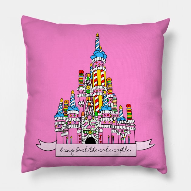 Bring Back the Cake Castle Pillow by Casey Entertainment Cheese