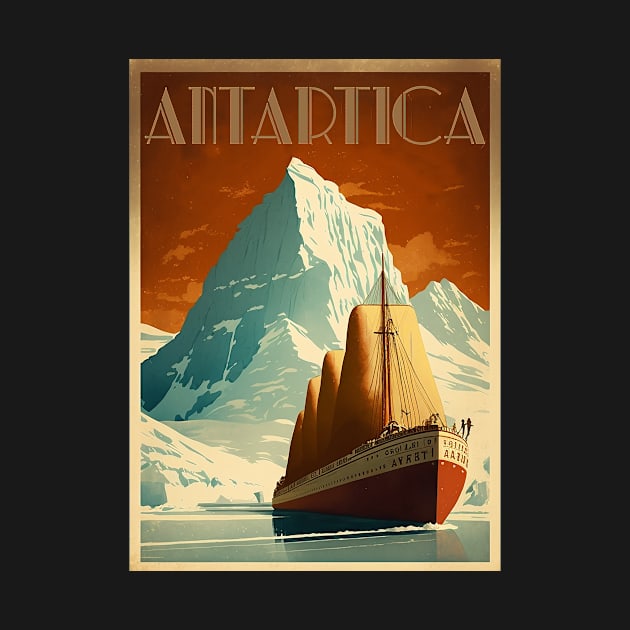 Antarctic Voyage Vintage Travel Art Poster by OldTravelArt