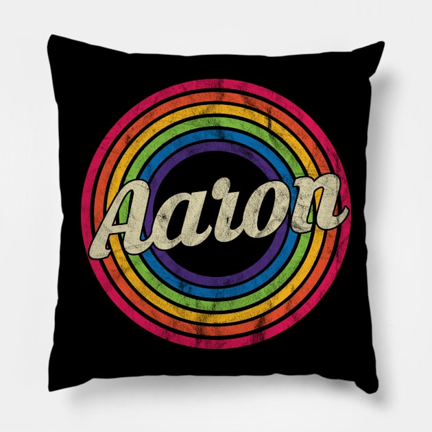 Aaron - Retro Rainbow Faded-Style Pillow by MaydenArt