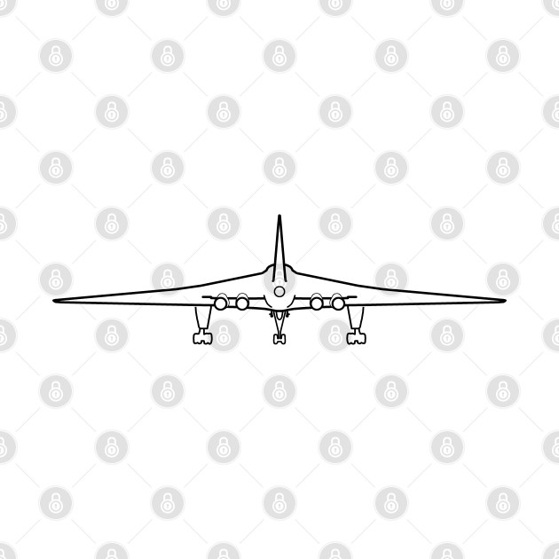 Avro Vulcan classic aircraft wheels down front and back outline graphic (black) by soitwouldseem