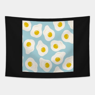 Fried eggs breakfast blue Tapestry